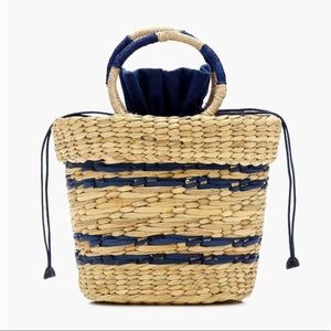 Poolside X J.Crew Striped Mak Straw Bucket Bag new